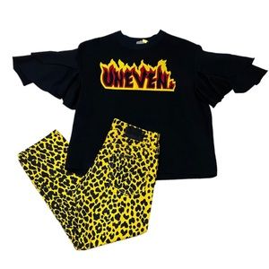 KOLOR INCORPORATED Black Tee Uneven Flame Patch